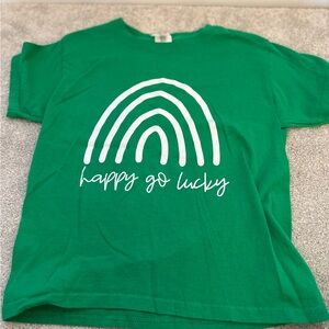 Green Kids T-Shirt with Rainbow Design